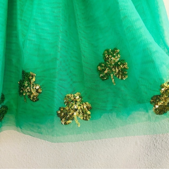 Cat & Jack Girls St. Patrick’s Gold Sequins Shamrocks Tutu Skirt Size L10/12 - Picture 5 of 9